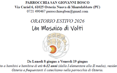 ORATORIO 2026 dall’ 8 al 19 giugno 2026